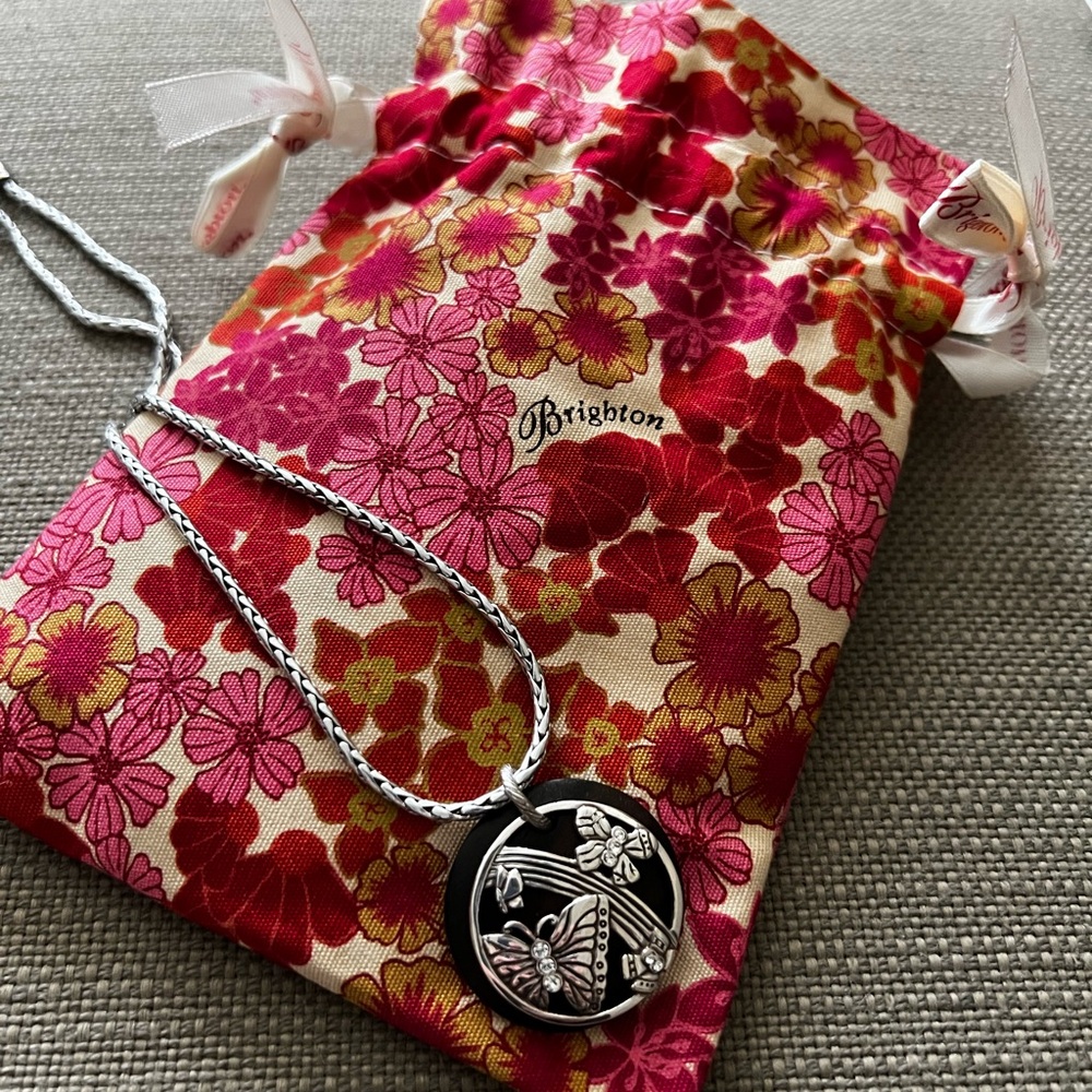 Brighton butterfly pendant with adjustable necklace 16 to 18 inches.